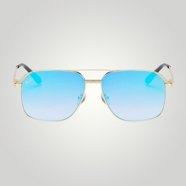 Gold sunglasses, blue sunglasses, tinted sunglasses, sunglasses, aviators, luxury sunglasses, aviator sunglasses, sunglasses, frames, gradient tint sunglasses, glasses, eyeglasses, shades, tinted shades, mirrored sunglasses. gold frames